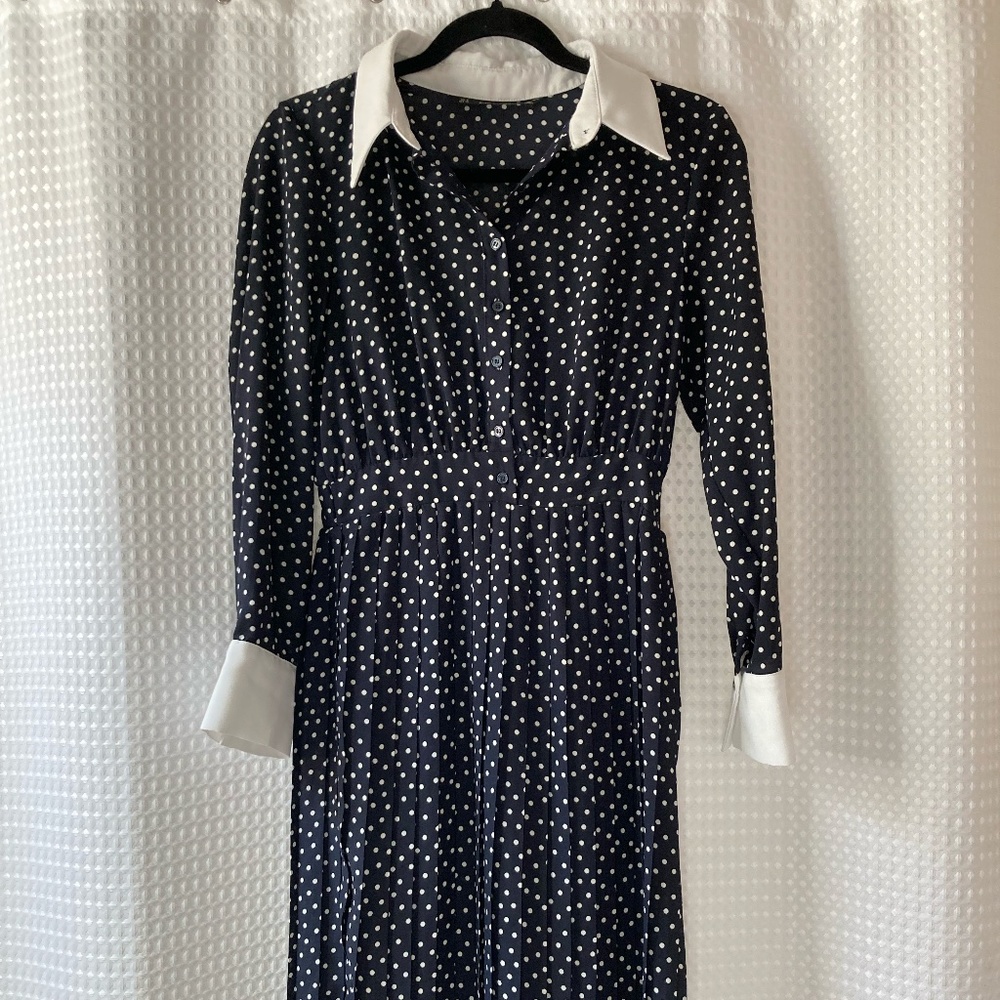 Zara Basic Sheath Midi Polka Dot Dress